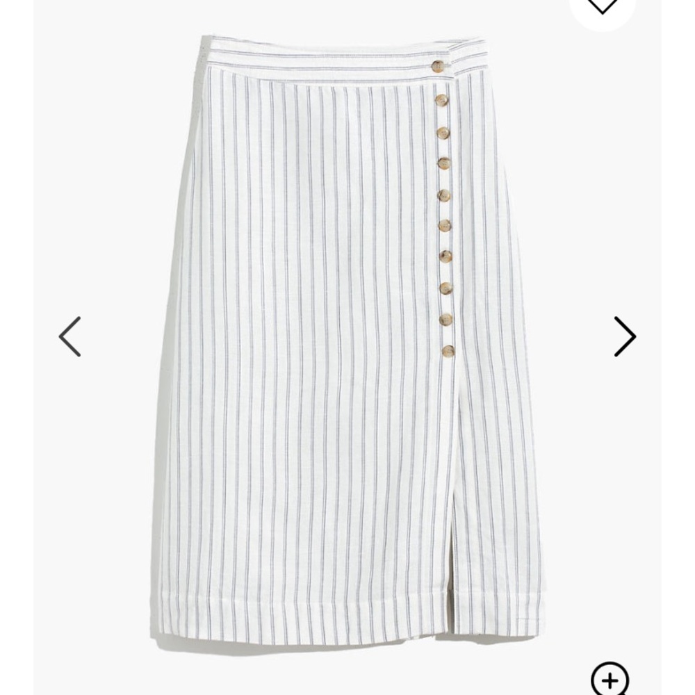 Side-Button Midi Skirt in Pinstripe